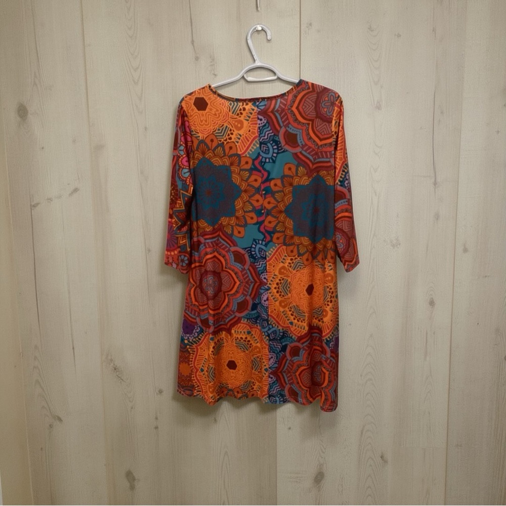 Vibrant Long Sleeve Bohemian Dress - Picture 2 of 4